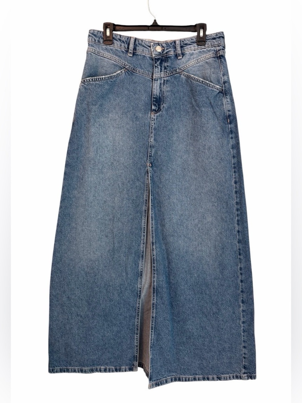 New‼️ Free People 🔥 We The Free Come As You Are Denim Maxi Skirt NWOT - Picture 6 of 11